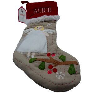 Pottery Barn Kids Alice Angel Woodland Christmas Holiday Stocking  Quilted Xmas
